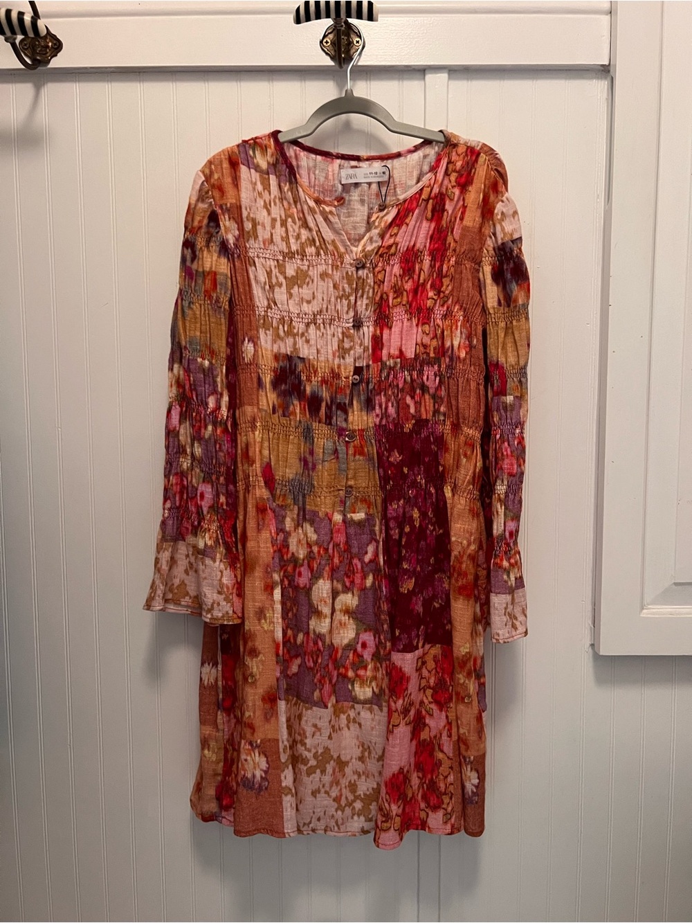 Zara Girls Patchwork Floral Bohemian Dress with Liner Size 11-12
